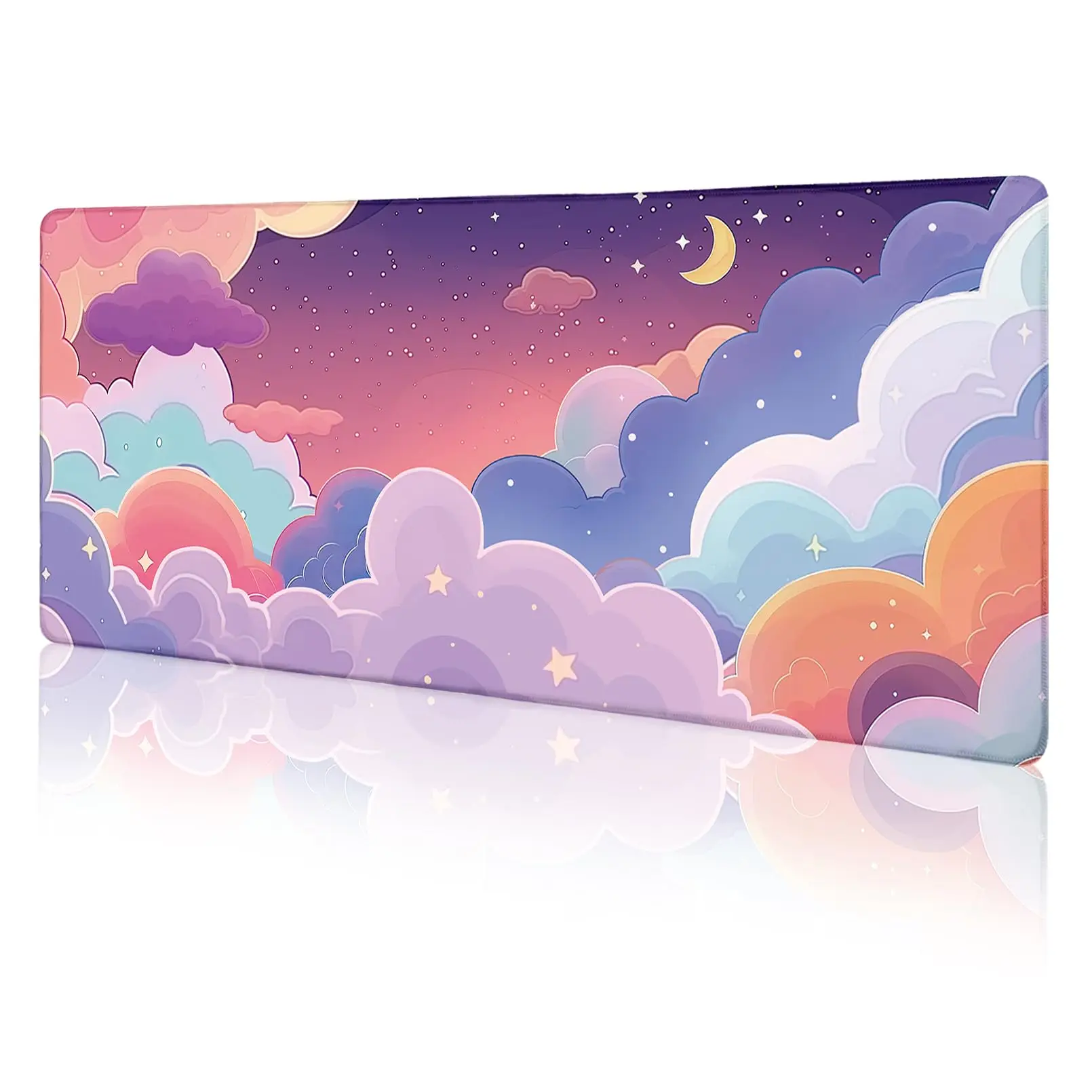 

Purple Cloud Mouse Pad Large Desk Mat, XXL Kawaii Purple Computer Mousepad with Stitched Edges Non-Slip, Keyboard Mouse Mats