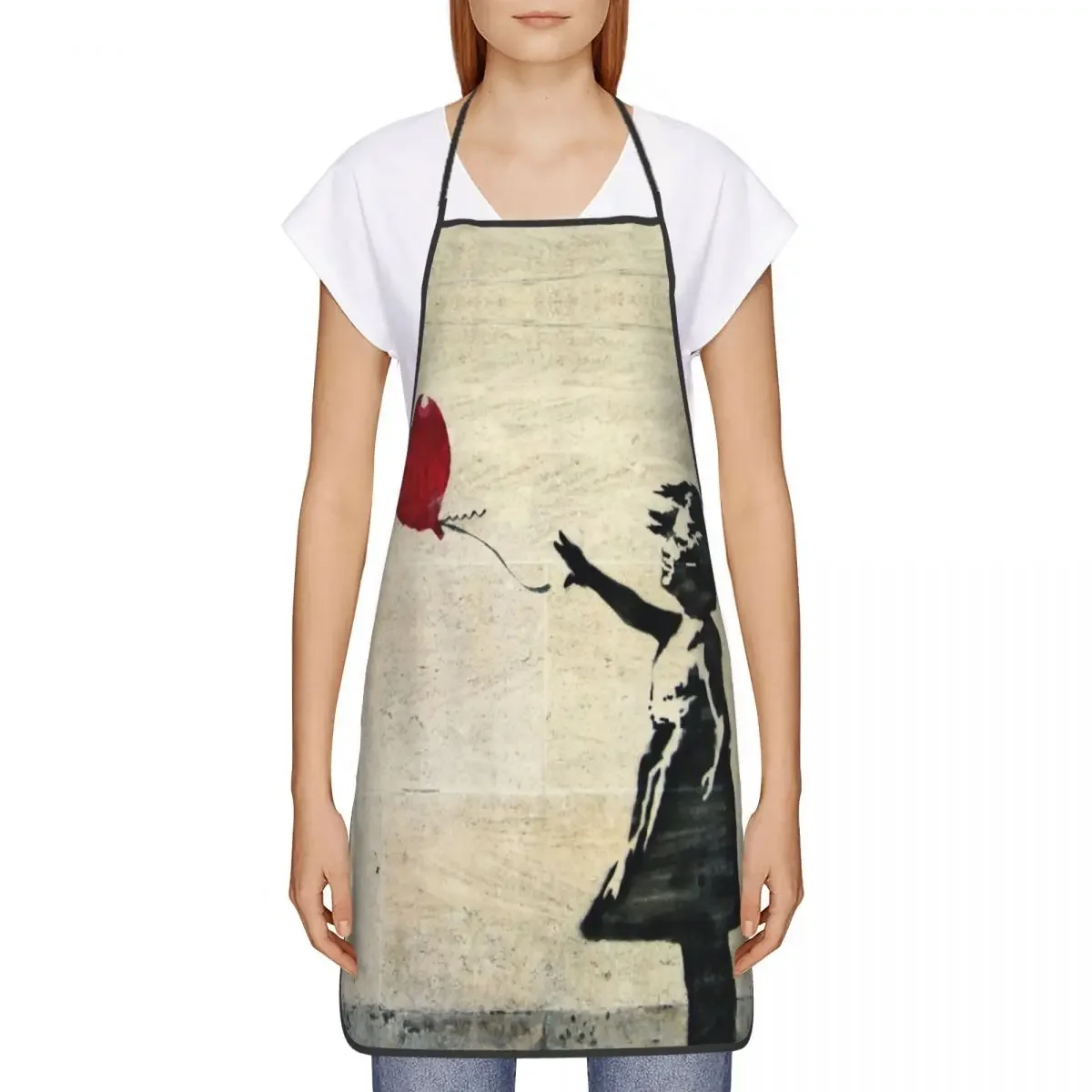 Custom Bib Banksy's Balloon Girl Apron for Men Women Unisex Adult Chef Cooking Kitchen Banksy World Peace Tablier Cuisine