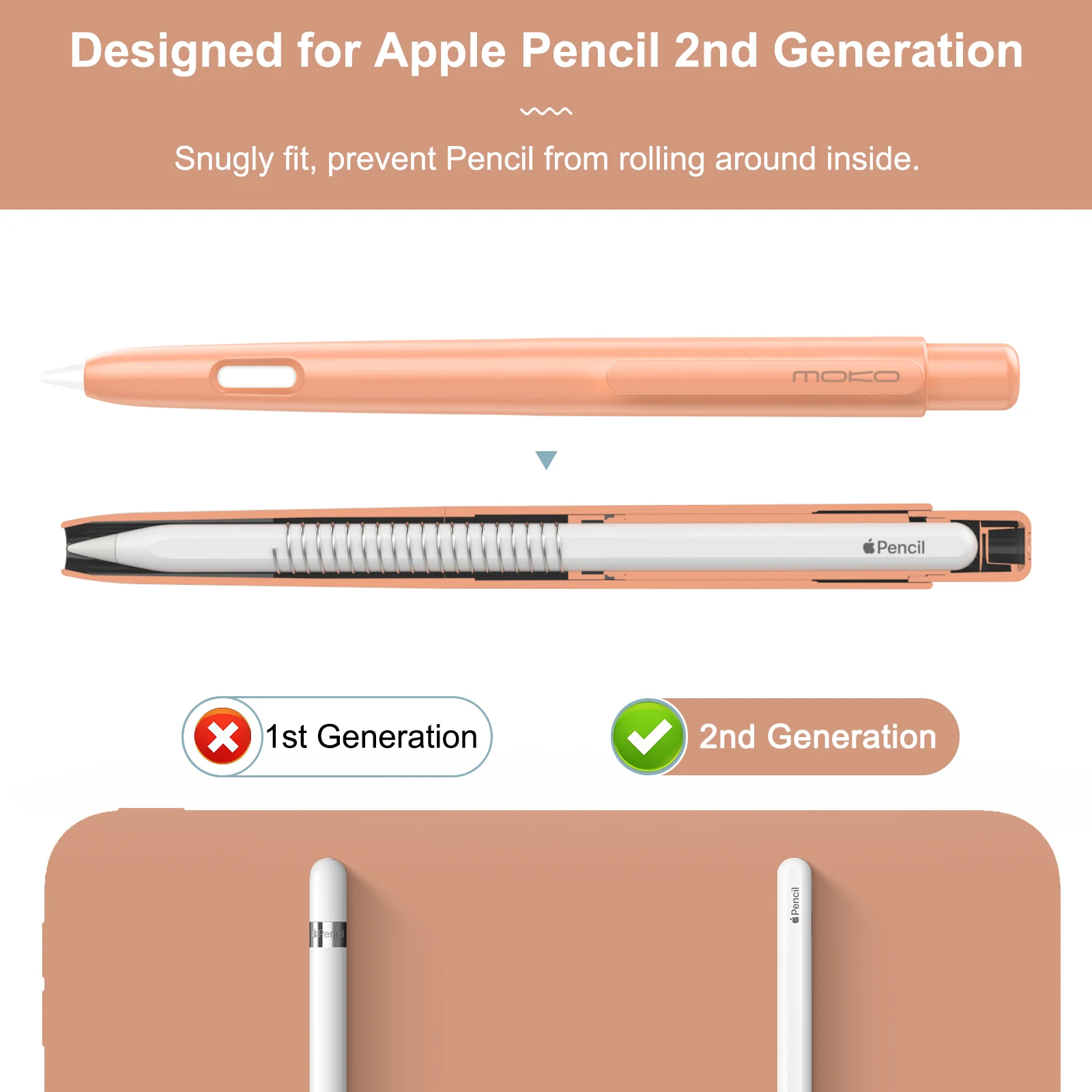 Moko Holder Case For Apple Pencil 2nd Generation,Retractable Protective Pencil Case Cover with Sturdy Clip for Apple Pencil 2nd