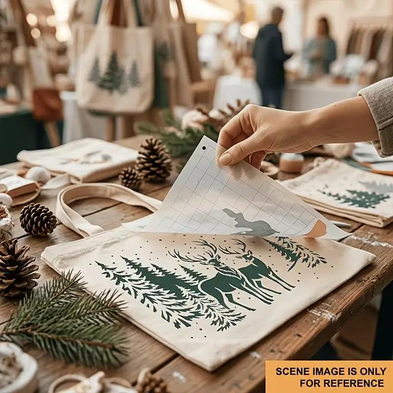 New 3PCS 21×14.8cm Christmas Stencil Set Reusable PET Templates For Wall Window Wood Fabric DIY Holiday Decoration