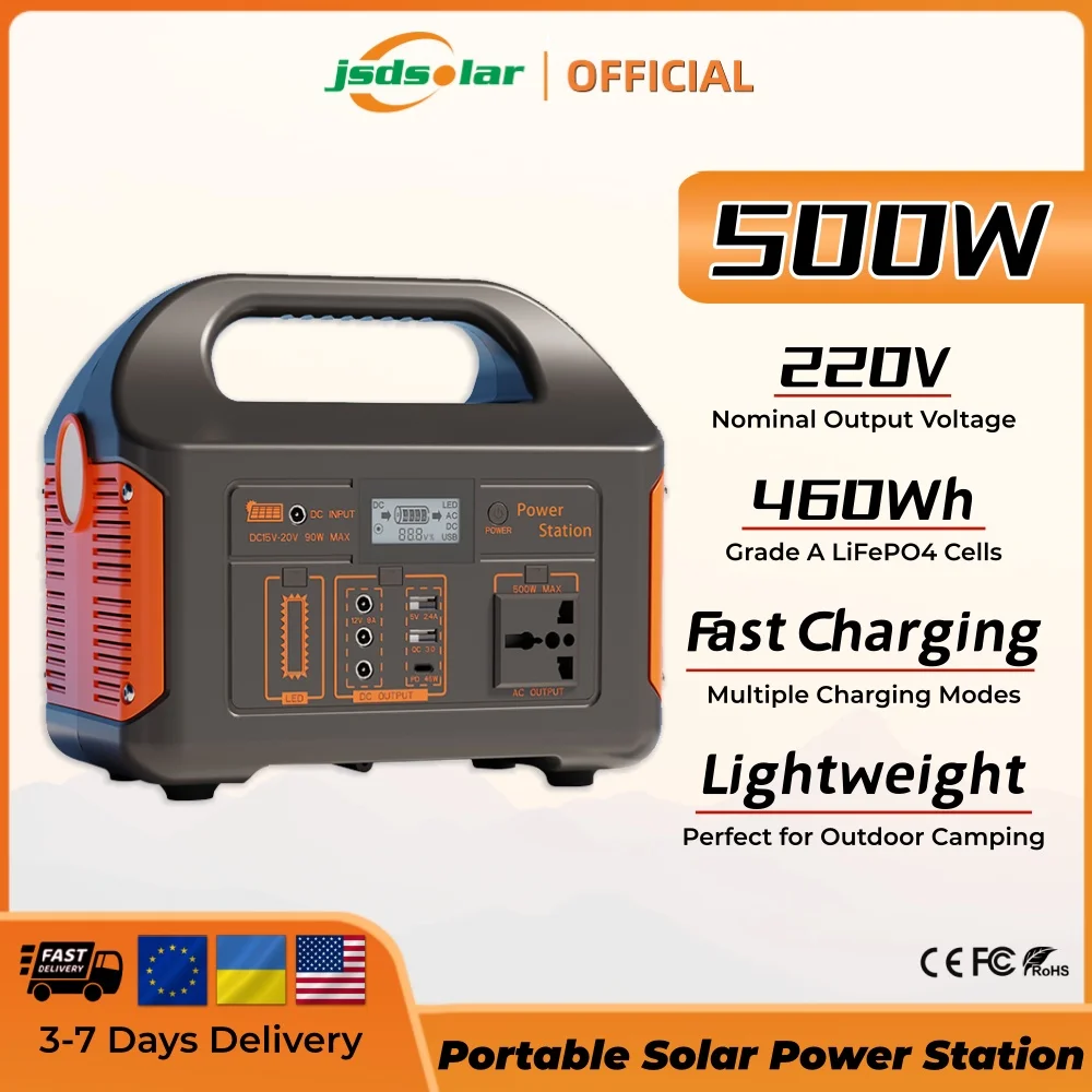 jsdsolar 300W 500W Draagbare Zonne-energie Station Generator 110V220V LED Licht Nood Zonne-energie Bank voor Thuis Outdoor Camping