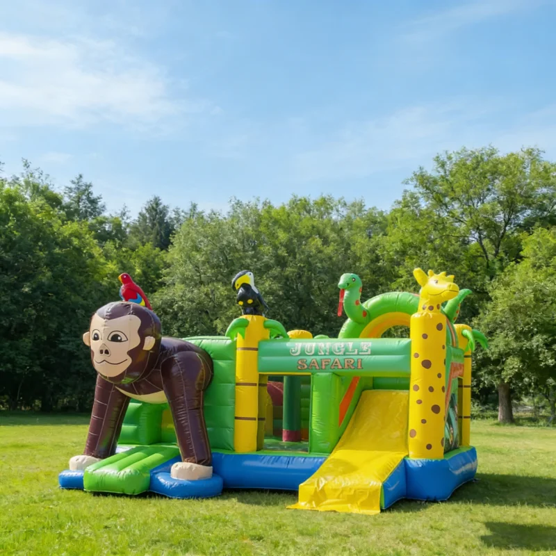 Monkey Theme Inflatable Playground Bounce Castle Bouncy House Slide Commercial Use PVC Material Easy Setup 500KG Capacity