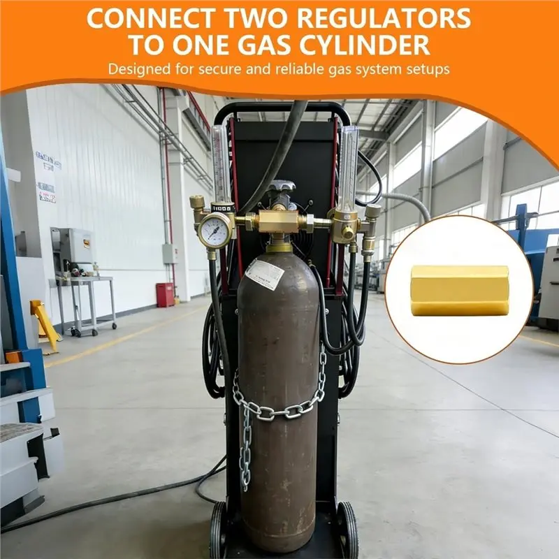[NEWA64Z!】 Argon Inert Gas Y Adaptor T-92 Connect 2 Regulators, CGA 580
