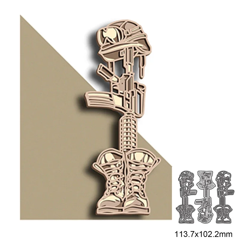 Metal Cutting Dies Military Cap Gun Military Shoes For DIY Scrapbooking Decorative Card Making Embossing Craft  2021 New