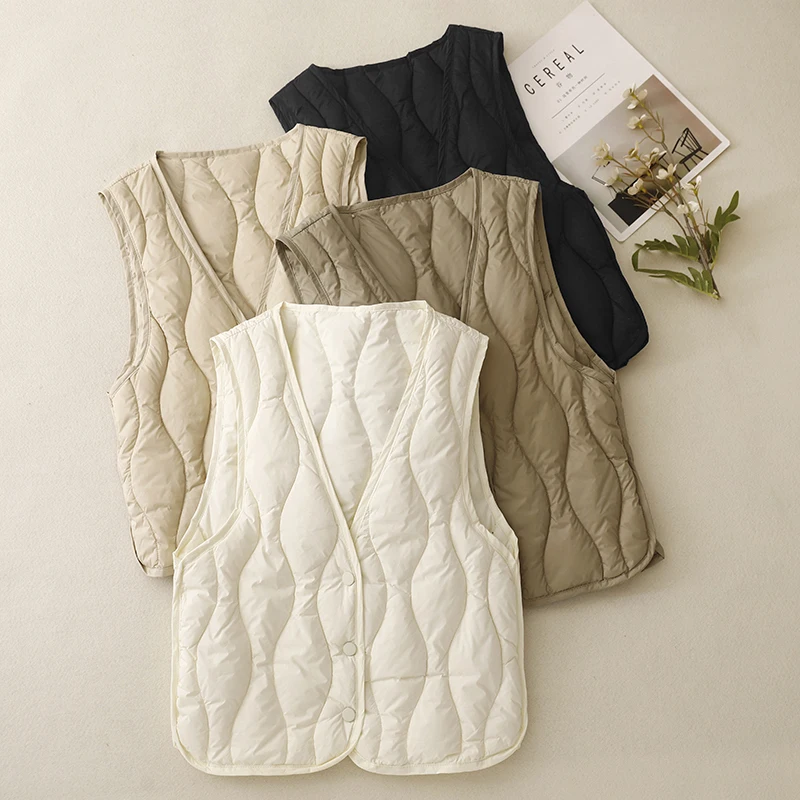 

down Cotton Vest Women's Winter V-ne Slim Fit Lightweight ort Sle Inner Wear Warm Base Layer Trendy Commuting
