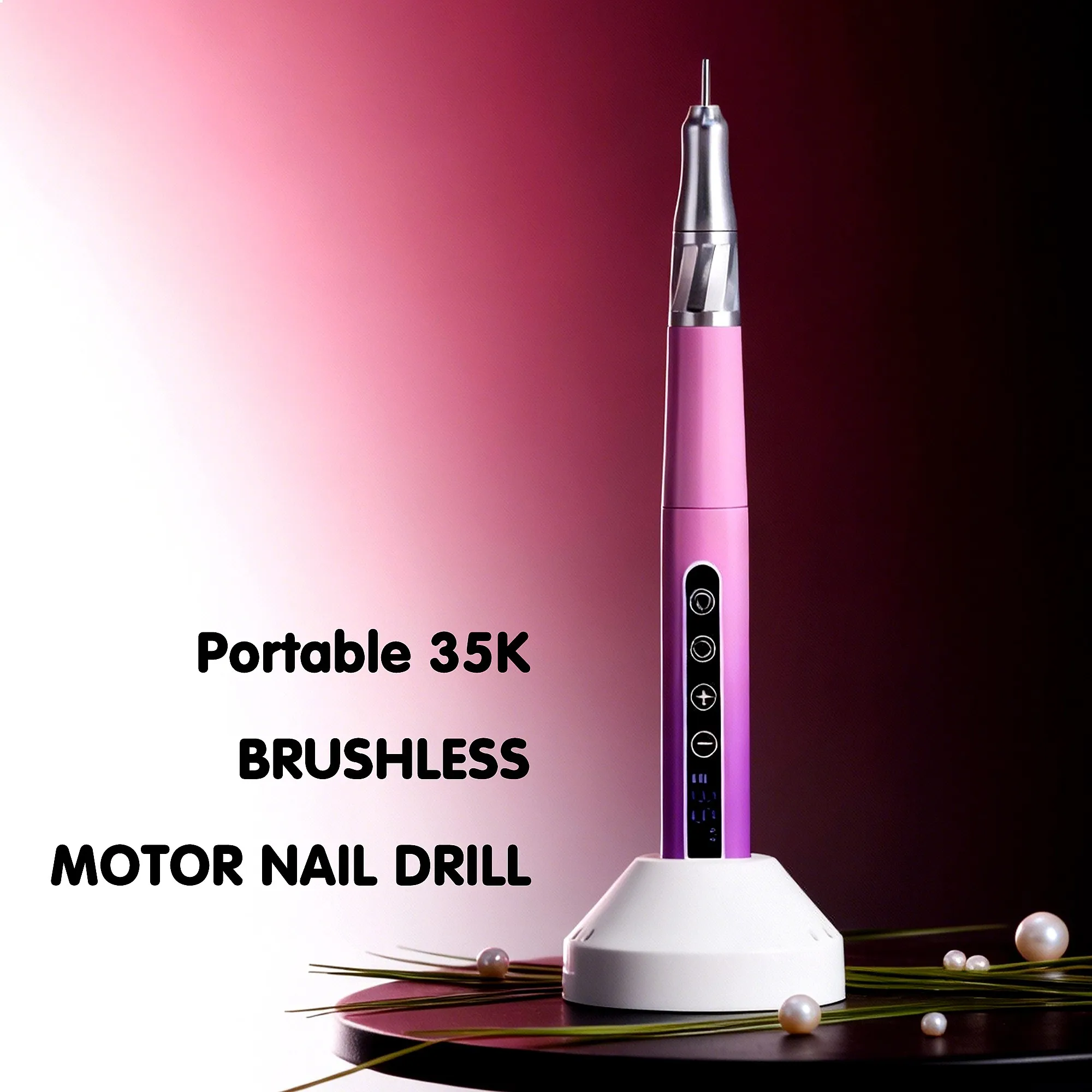 Portable 85W Rechargeable Electric Nail File Smart Touch 3 Preset RPM Manicure Drill for Mobile Nail Techs