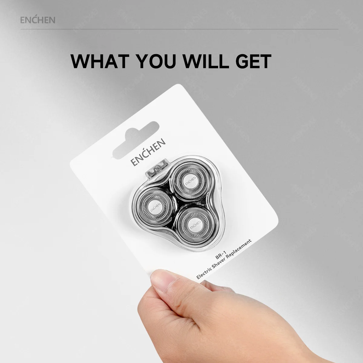 ENCHEN Blackstone's Replacement Electric Shaver Head BR-1 1 Piece Silver 3D Float Tripe Blade Electric Razor Cutter Heads