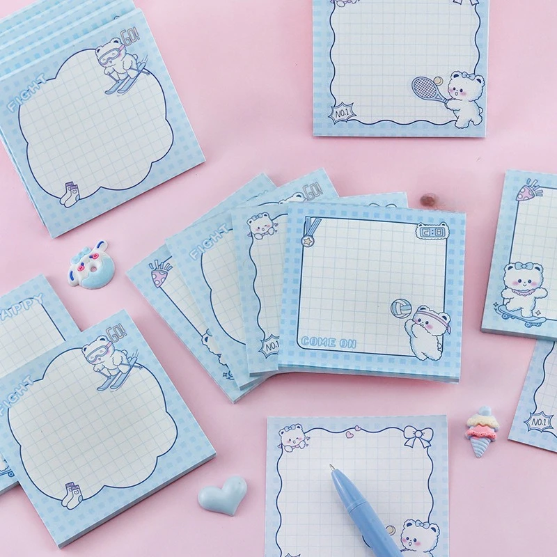 50sheets Cute White Bear Non-adhesive Note Pad, Paper Inspiration Raid, Handwritten Plan, Good Mood Notes Memo Pad Gift