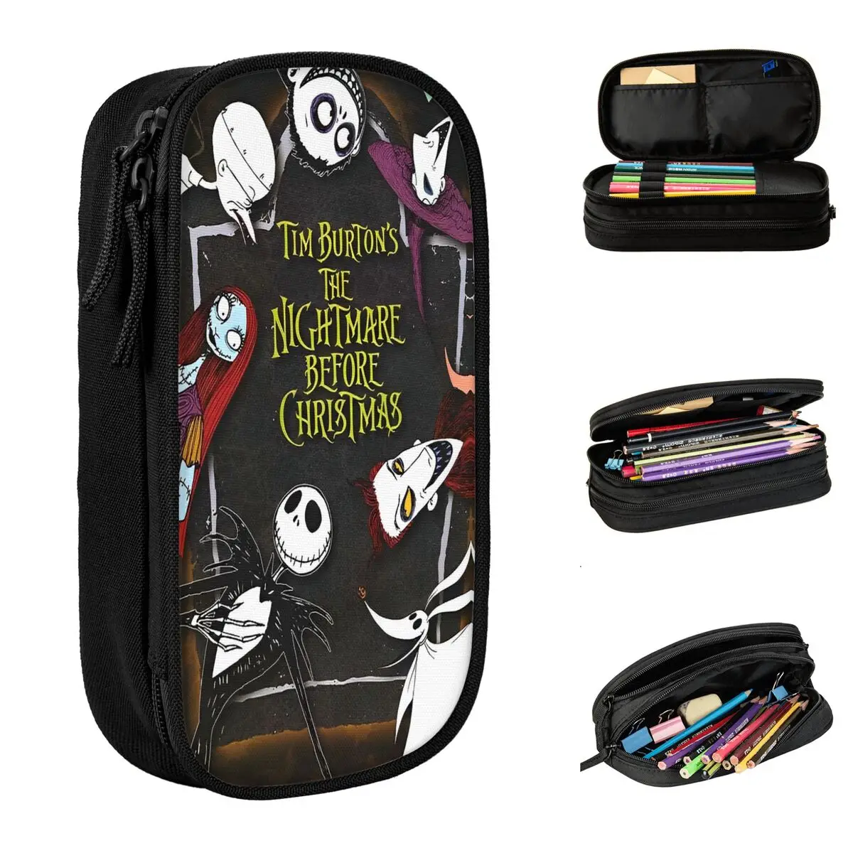 

The Nightmare Before Christmas Pencil Case Pencilcases Pen Holder for Student Large Storage Bag Office Zipper Stationery