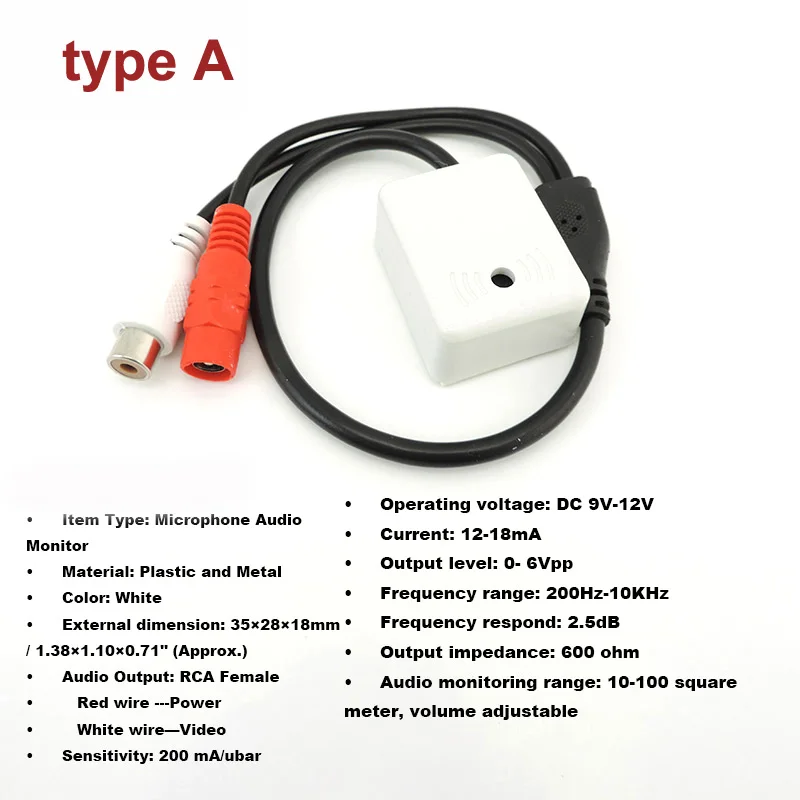 Mini CCTV Microphone Sound Monitor Audio Pick Up Device For Security Camera DVR Accessories Video Surveillance J17