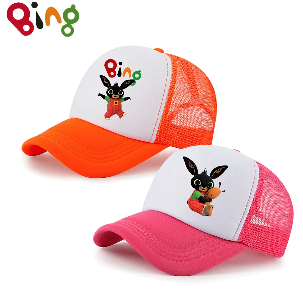 الكرتون بنج أرنب قبعات البيسبول شبكة منحني الصيف Sunhat عادي قابل للتعديل قبعات البيسبول سائق الشاحنة Snapback هدايا عيد ميلاد الاطفال #1