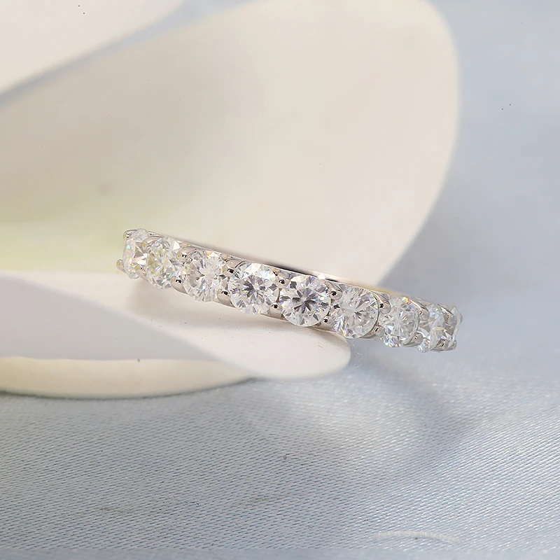 AEAW 14K White Gold EF Color 0.9ctw 3mm Round CVD HPHT Lab Grown Diamond Rings for Women Wedding Bride Party Gift Fine Jewelry