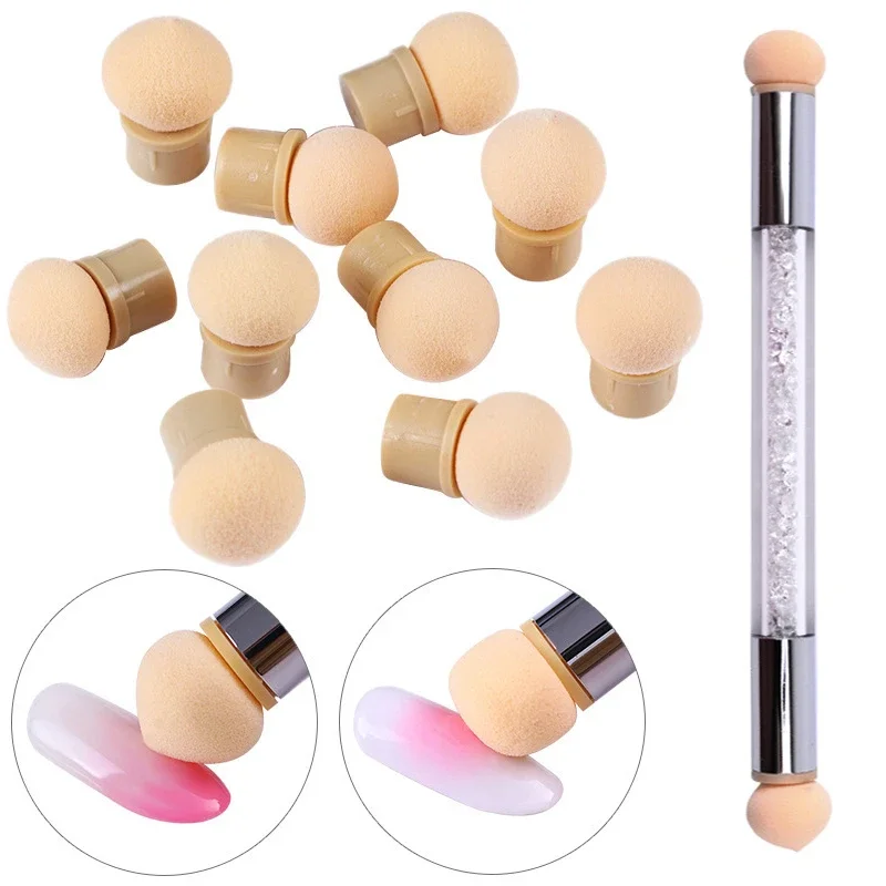 Sponge Heads Replacement Nails Art Gel Polish Color Gradient Brush Glitter Powder Dotting Pen For Manicure Accessories Tools