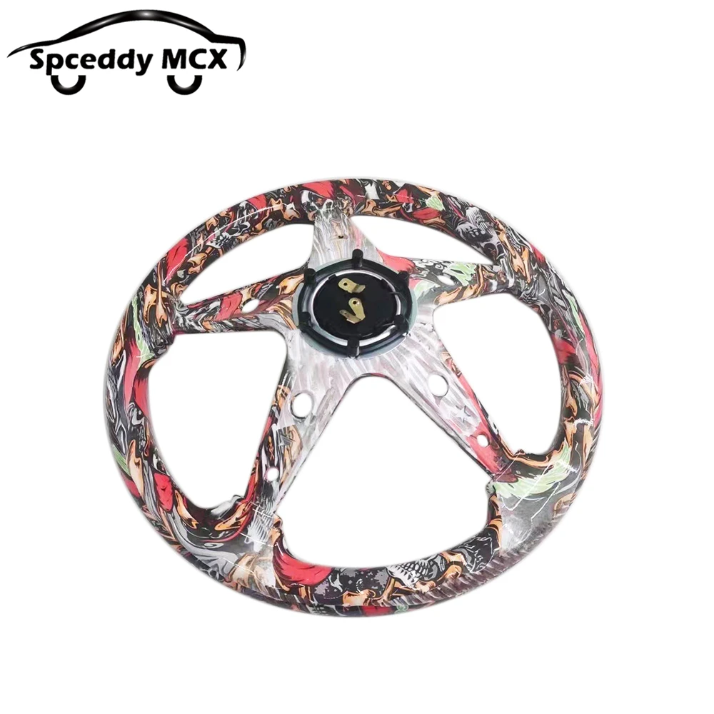 Spceddy MCX Universal Acrylic 14inch 350mm Carbon Look Steering Wheel Car Sport Steering Wheel With 5 Spoke JDM Colorful Art