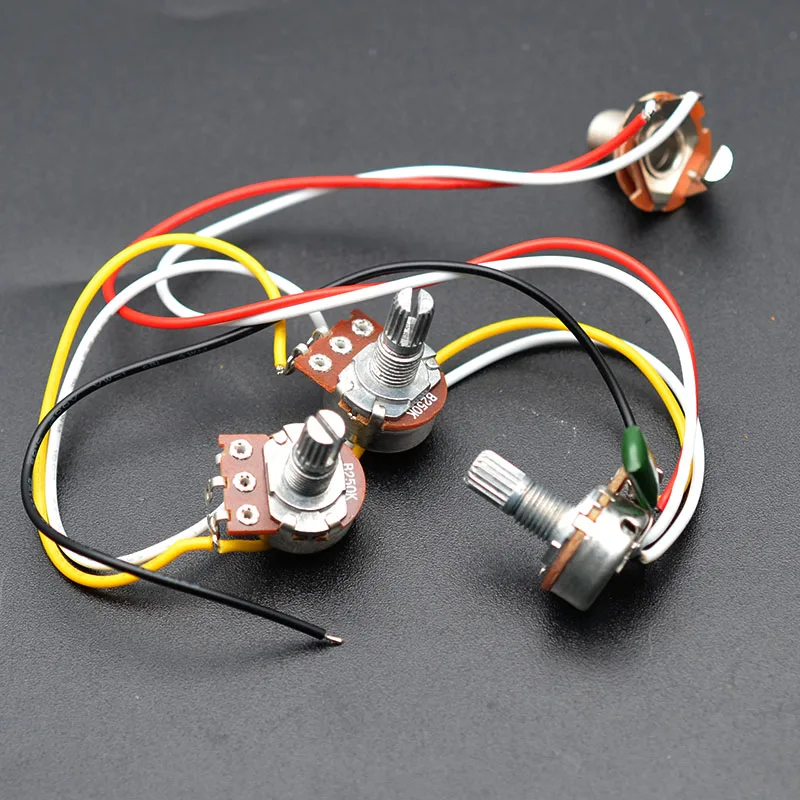 2V1T Jazz Bass Wiring Harness 2 Volume 1 Tone .047 Cap 250k Pots Set