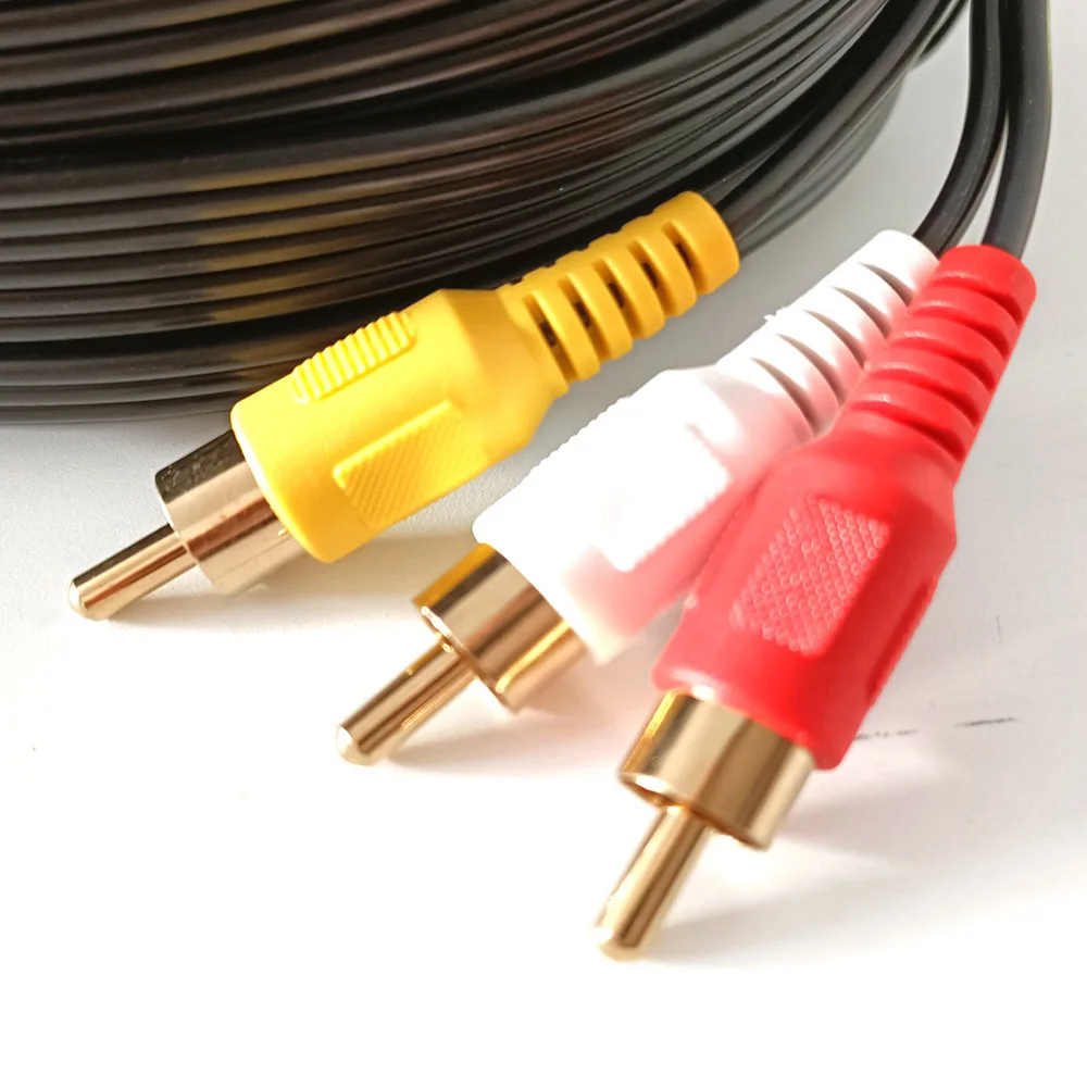 4 Position 17mm 3.5mm Stereo Long Version to 3 RCA for STB to TV Audio Video AV Cable