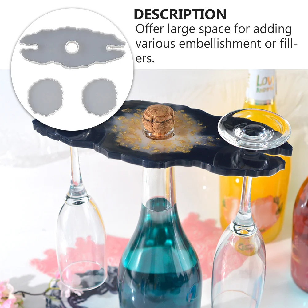 1 مجموعة كريستال الايبوكسي الراتنج قوالب مجموعة سيليكون Diy كوستر كأس للنبيذ حامل سعة كبيرة غير النظامية الدانتيل الجدول الديكور الحرفية #3