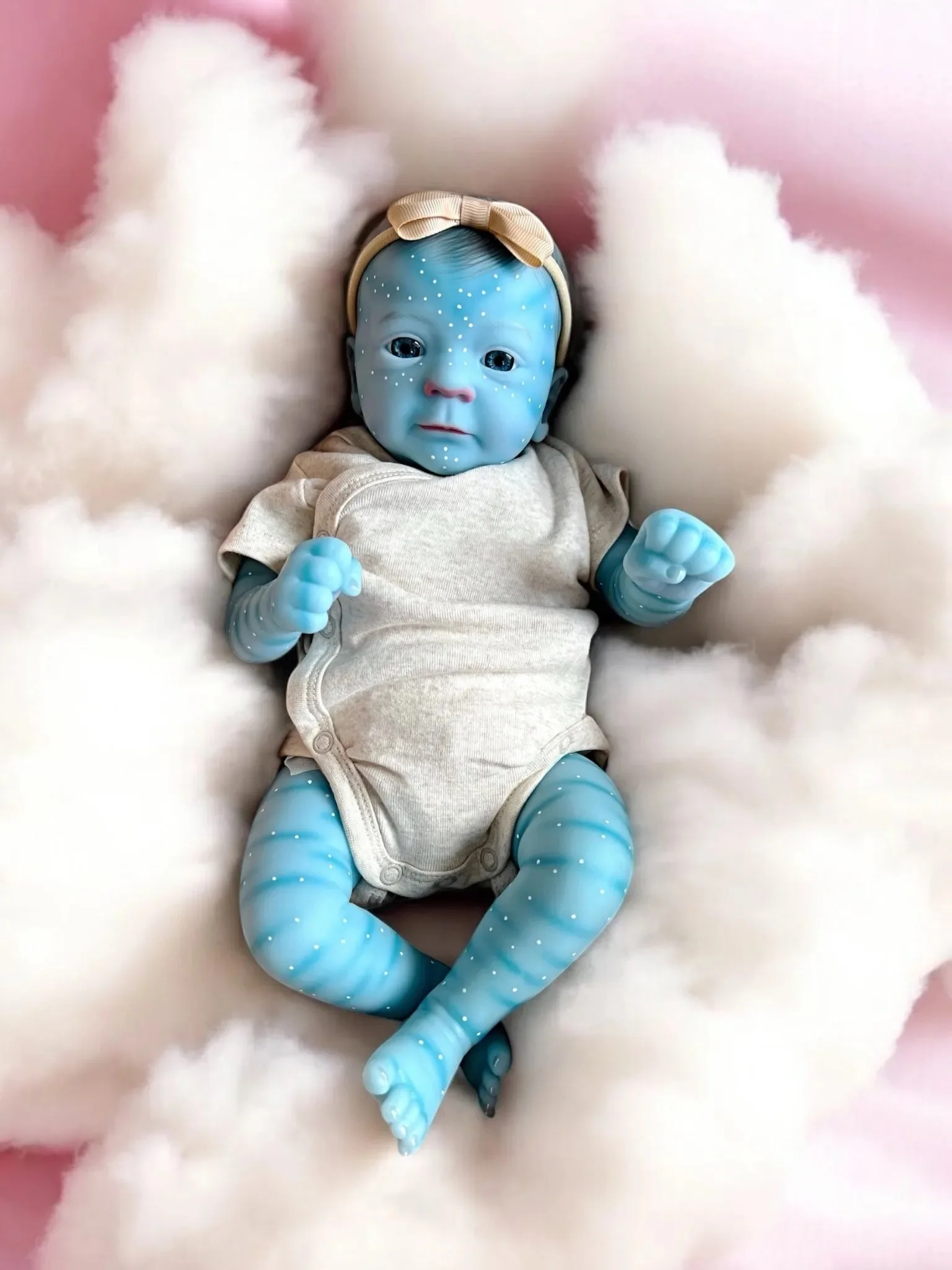 

19-дюймовая кукла Felicia Blue из мягкой ткани, кукла Reborn для новорожденных, многослойная живопись для новорожденных, 3D кожа, ручная роспись волос