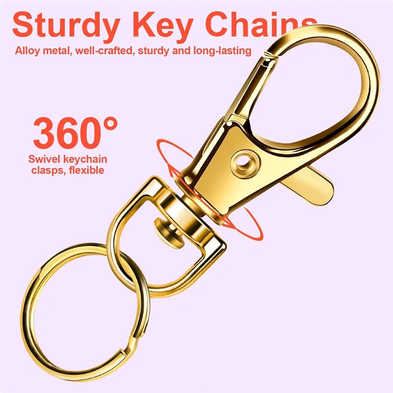 A69egold Keychain Making Kit(60PCS) Featuring Lobster Claw Clasps& Key Rings For Jewelry For Crafts, DIY Projects