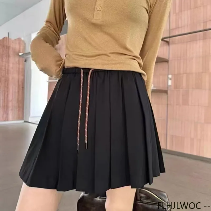 Casual Retro Women Pleated Skirts Harajuku Streetwear Bow-knot Japan Girls Style Female Retro Vintage Mini A-line Shortskirt