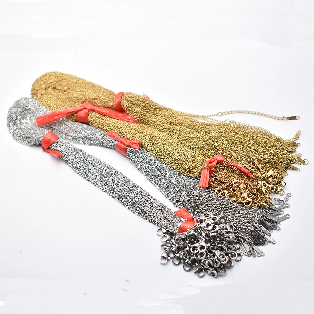 

Оптовая продажа 1,2 мм 100 шт./лот 40 + 5 см золотого цвета ожерелья из нержавеющей стали кубинские звенья цепи женские украшения Бесплатная доставка