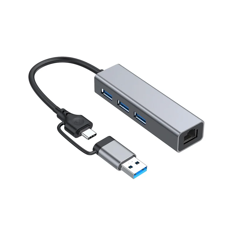 

Two in OneUSB TYPE CGigabit 100Mbps Wired Network CardRJ45 3.0HUBComputer laptop converter
