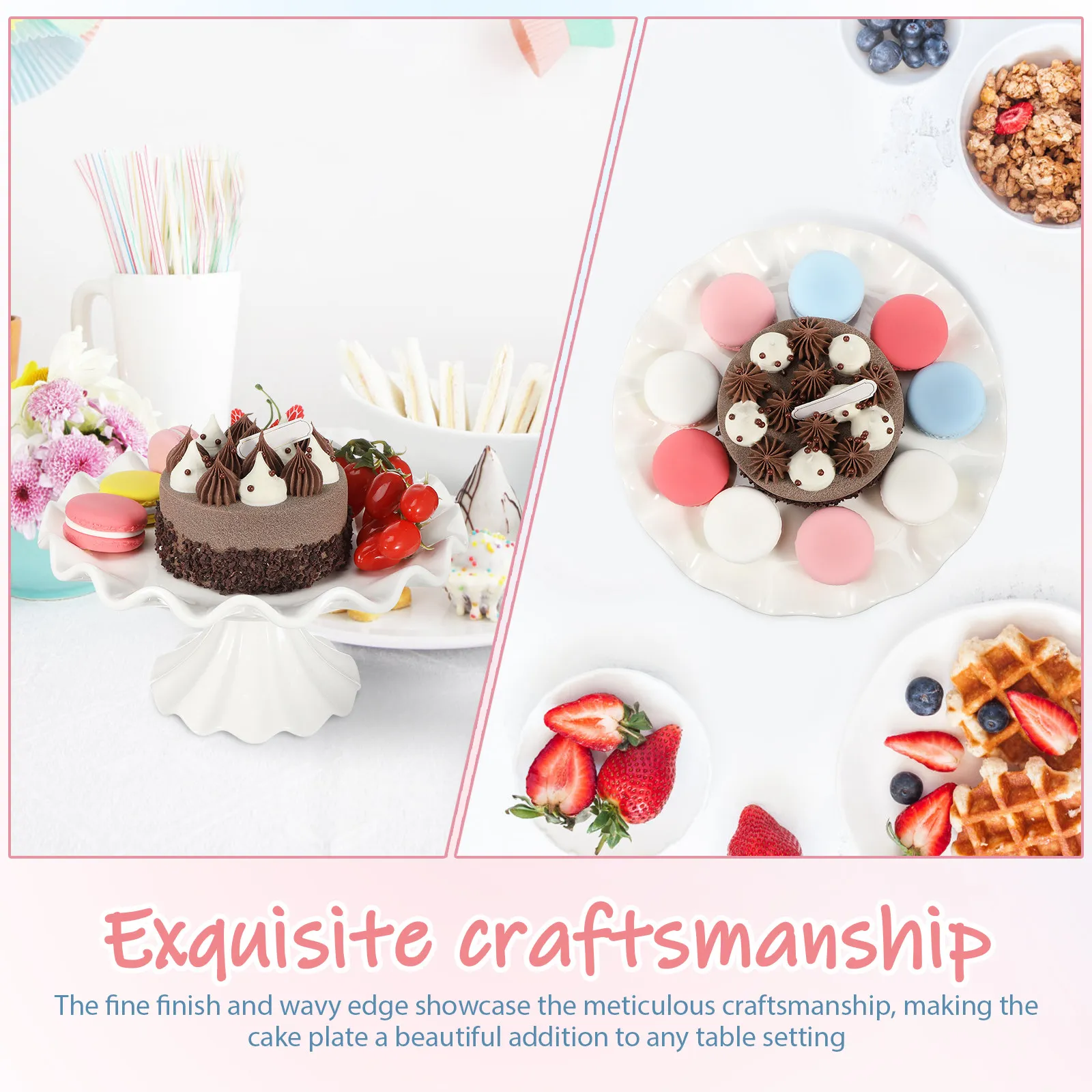 Pedestal Dessert Stand Ceramic Cake Plate Round Footed Elevated Design Exquisite Craftsmanship for Birthday Wedding Holiday