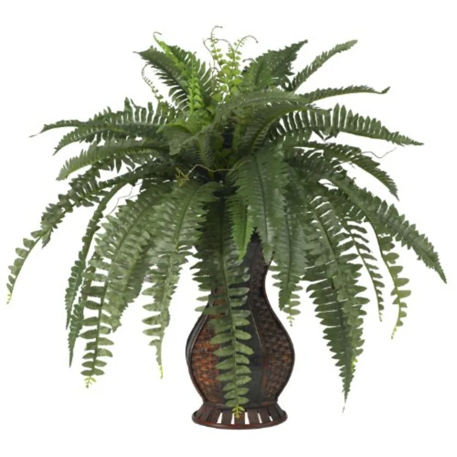 

6629 Boston Fern with Urn Decorative Silk Plant Green 10.125 in x 10.125 in x 29 in Indoor Living Room Office Decorative Artifi