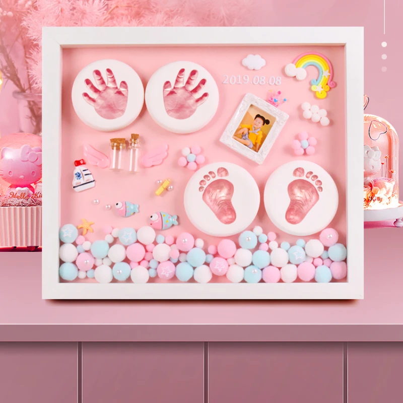 Baby Hand-printed Mud Picture Frame DIY Three-dimensional Hand Model for Newborn Baby Souvenir Decoration Accessories