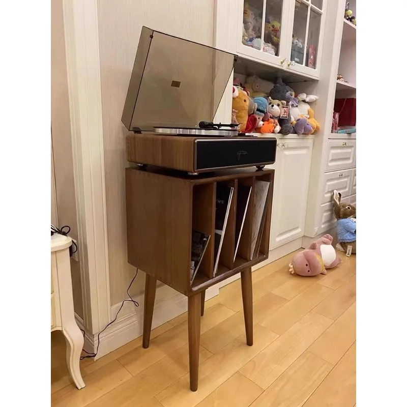 خزانة قاعدة الفونوغراف من الخشب الصلب، خزانة تخزين من الفينيل، خزانة مضخم الطاقة الصوتي، خزانة عرض الرف