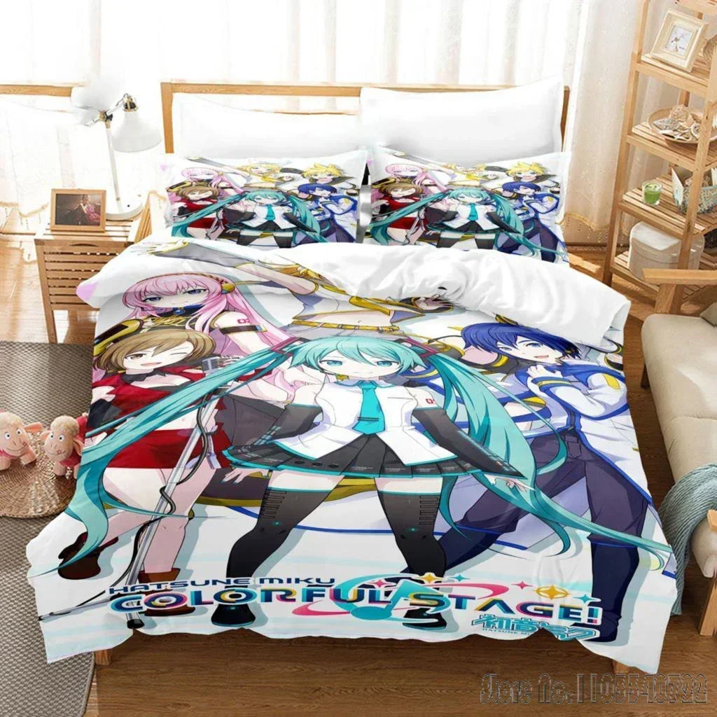 

Anime Girls Hatsune Miku Weak Voice Duvet Cover Set HD Comforter Cover for Kids Bedding Sets Bedclothes Bedroom Decor