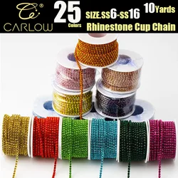 CARLOW 10Yards/Roll SS6-SS16 catena di strass multicolore cucire-On strass Trim Cup Chain per abbigliamento accessori fai da te