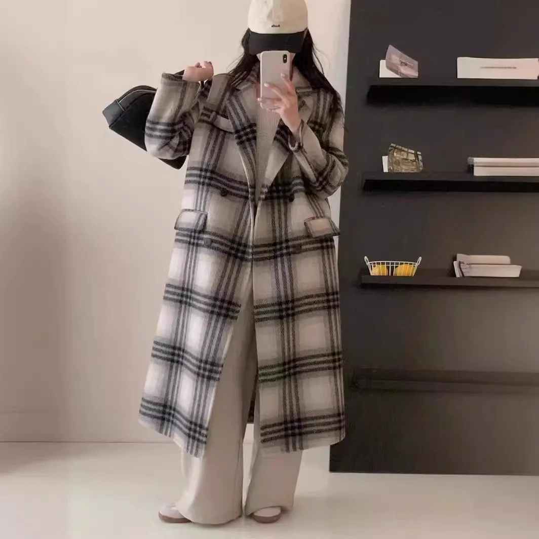 Out-of-season, all-wool high-quality temperament long wool double-sided coat jacket women's clothing