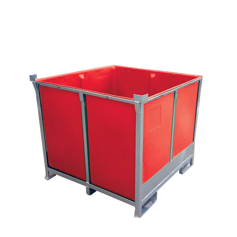 Storage foldable and stackable grape harvest pallet bins container with PVC panel