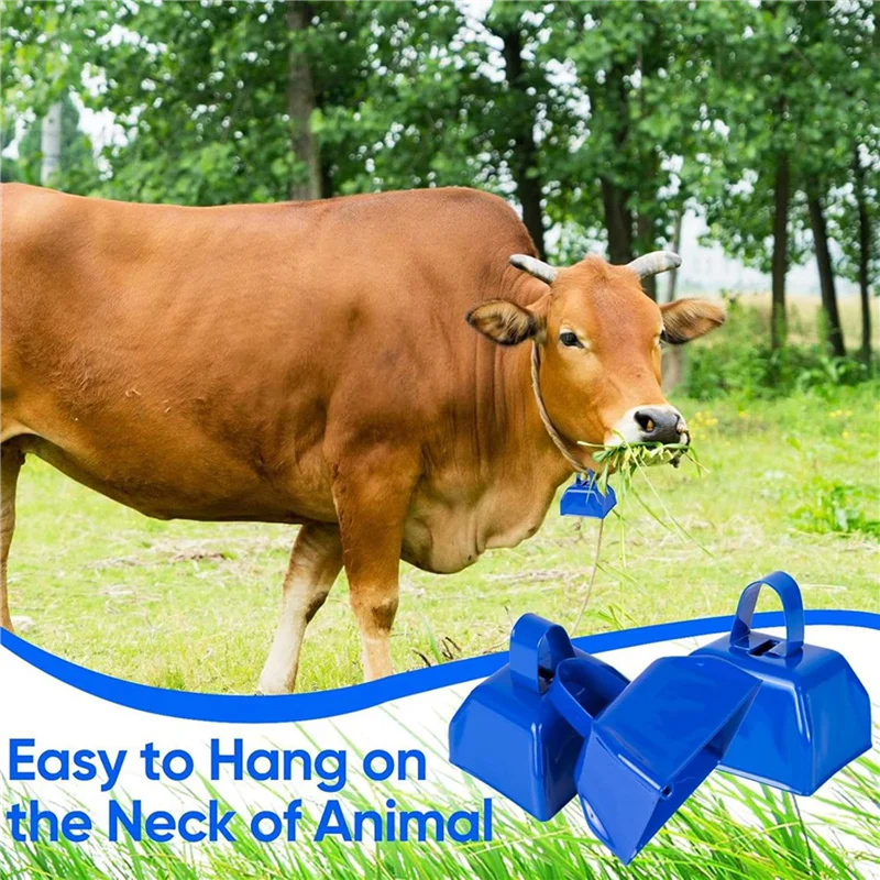 

SHGO-Cow Bells Noise Makers Cheering Bell: 24 Pcs Metal Cowbells With Handle For Sporting Events - Small Loud Bell Blue