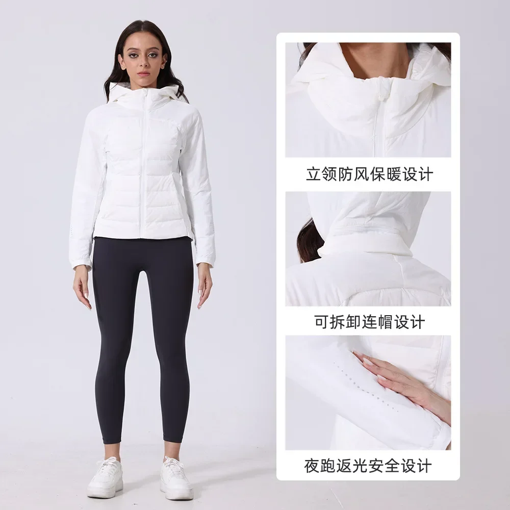 90 Fleece, Sports Down Jacket, Slim Yoga Suit To Make You Look Slimmer, Running Lightweight Warm Windproof Jacket for Women