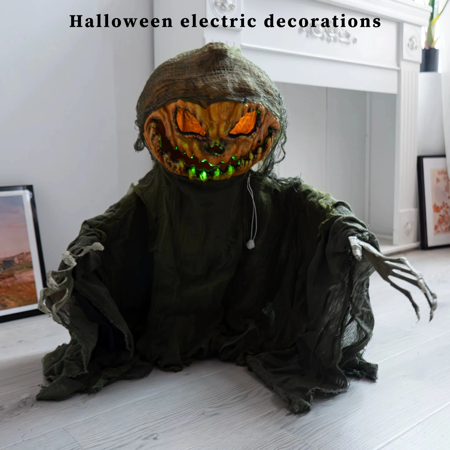 Halloween Animated Pumpkin Groundbreaker with Sound & Light, Half-Body Grave Digger Prop for Haunted House
