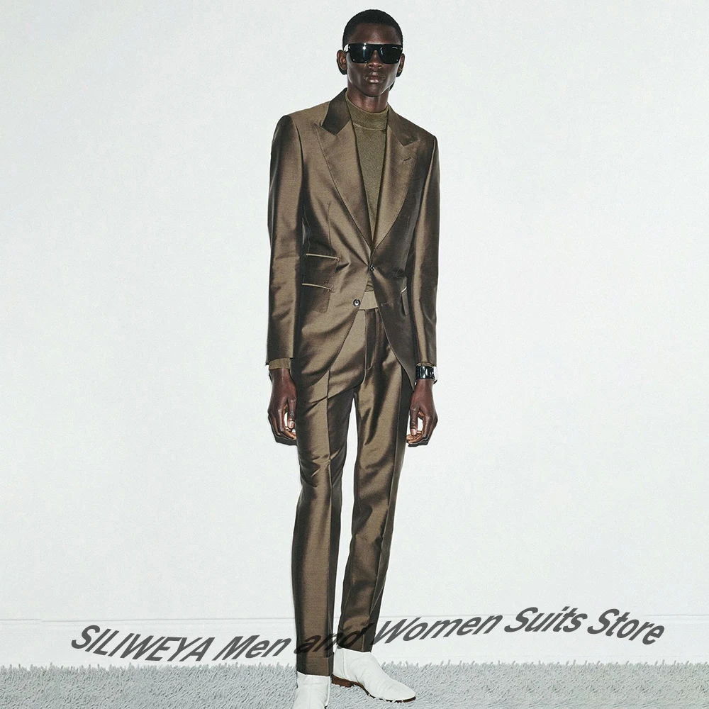Tailored Men's Slim Fit Suit Modern 2-Piece Jacket+Pants Set High Fashion Streetwear Evening Party Outfit Color Customization