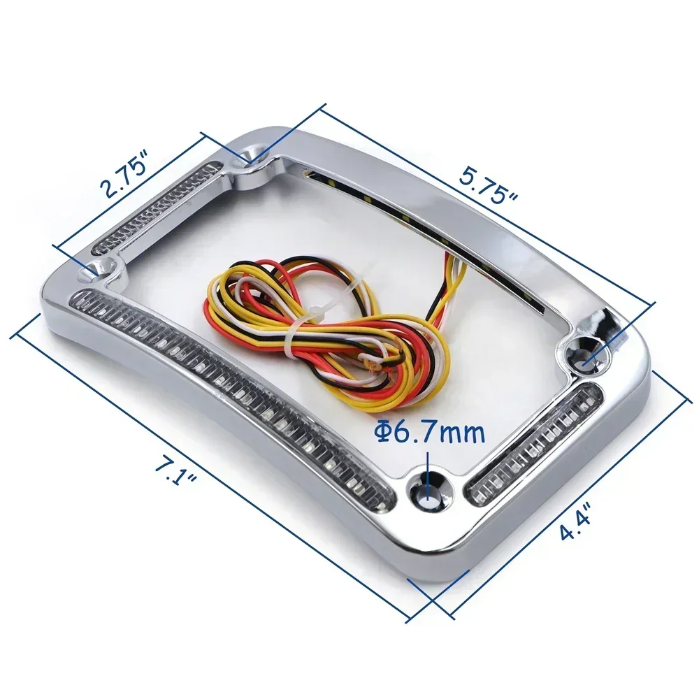 

Dual LED Curved Motorcycle License Plate Frame w/ Brake OR Turns - Black Finish for Harley/ Honda/ Kawasaki/ Suzuki/Yamaha