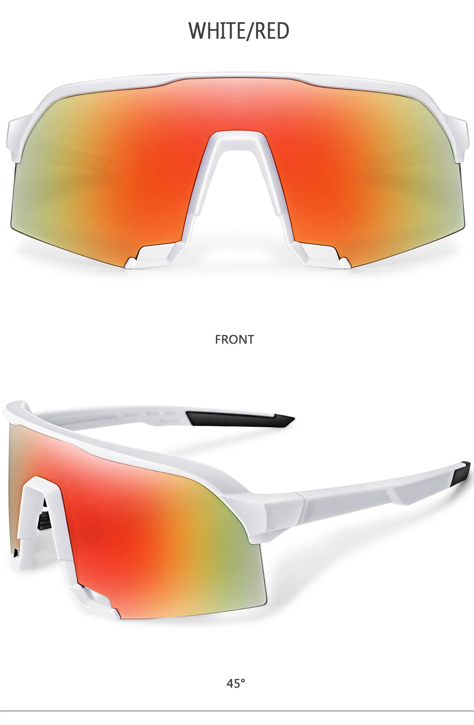 Brand 100 Fahrrad-Sonnenbrille für Männer und Frauen, UV400-Schutz, 5 Farben, großer Rahmen, Sportbrille zum Laufen und Angeln – Detail 4