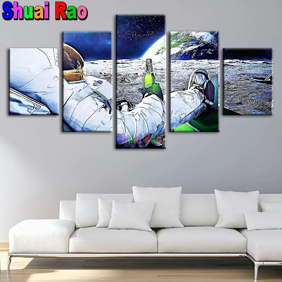 

5 Pcs/set Astronaut diamond painting full Square/Round Diamond mosaic Cross Stitch,Diamond Embroidery Mighty Man Wall Art,