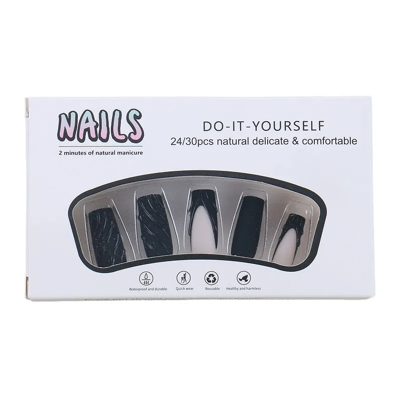 

Romantic Dopamine Wear Nail Art Patch 3D Three-dimensional Texture Ripple Solid Color Versatile Fake Nails