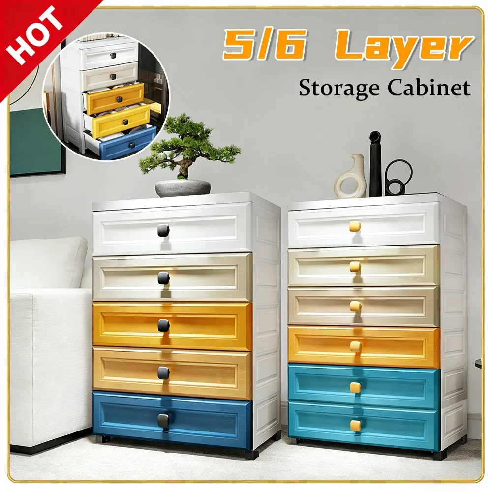 

Lockable Drawers Chests with Wheels Premium PP Plastic Storage Cabinet End Table Side Table Dressers Organizer for Bedroom