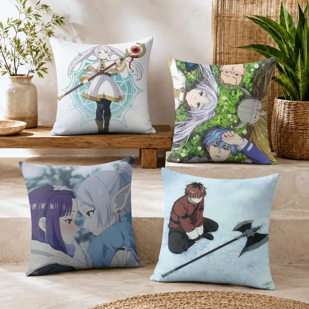 S-Sousou no F-Frieren Cushion Cover Soft Short Plush Double-Sided Printing Home Decor Cozy Sofa Pillow Case Fine Gift