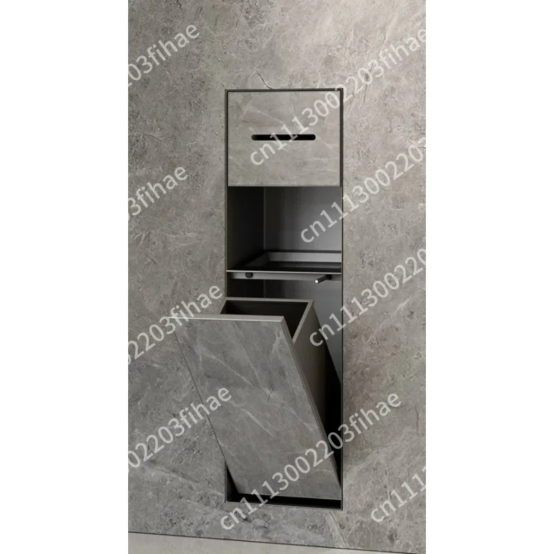Toilet hidden trash can toilet embedded stainless steel tiled niche tissue box toilet brush niche