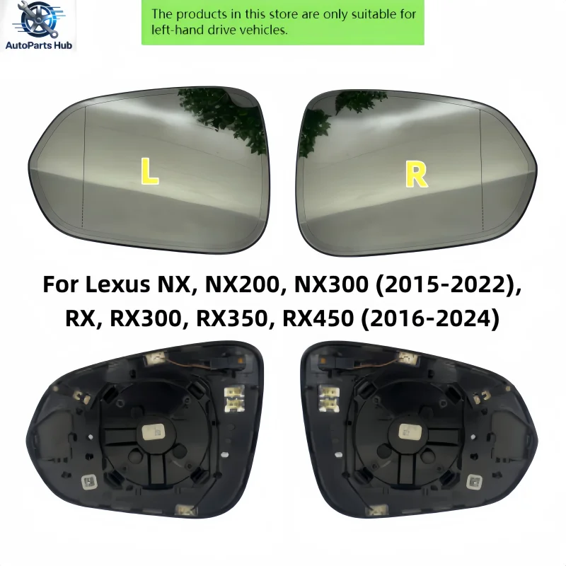 Auto-dimming heated rearview mirror glass suitable for Lexus NX, NX200, NX300 (2015-2022), RX, RX300, RX350, RX450 (2016-2024)