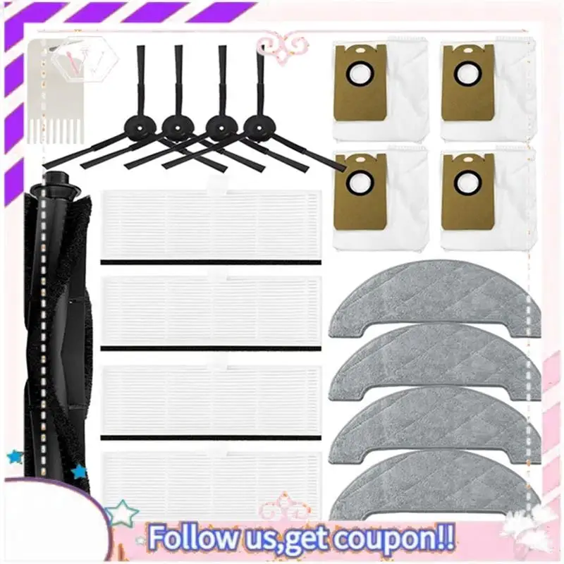 

A50F-Main Brush Side Brush Hepa Filter Mop Rag Dust Bag For Neabot Nomo N2 Replacement Parts Robot