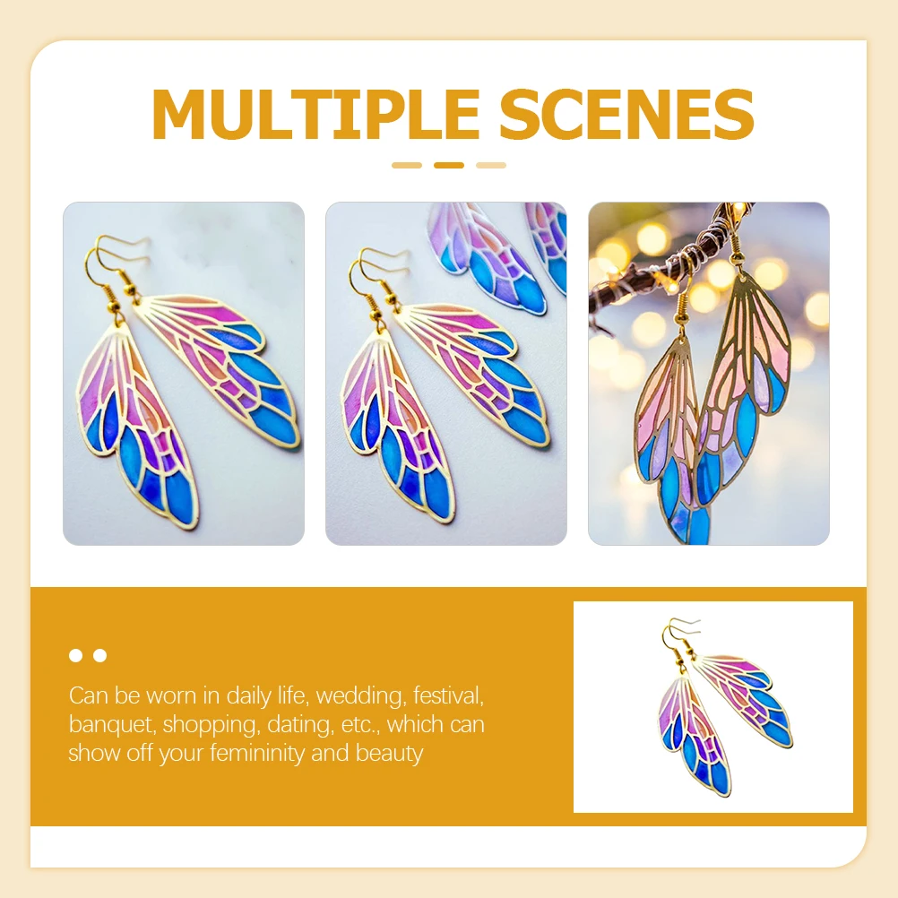 

Colorful Shiny Earrings Dangle for Women Beautiful Dragonfly Wings Unique Drop Ear Accessory Girls Jewelry Lightweight