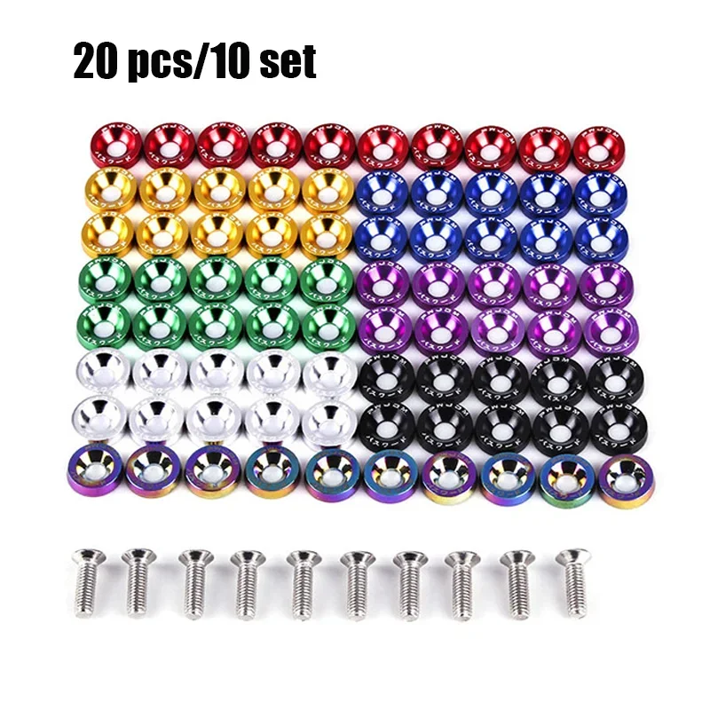 

10Set M6 Washer Set Car Modified Hex Fasteners Fender Washer Bumper Engine Concave Screws JDM Fender Washers Scooter Fasteners