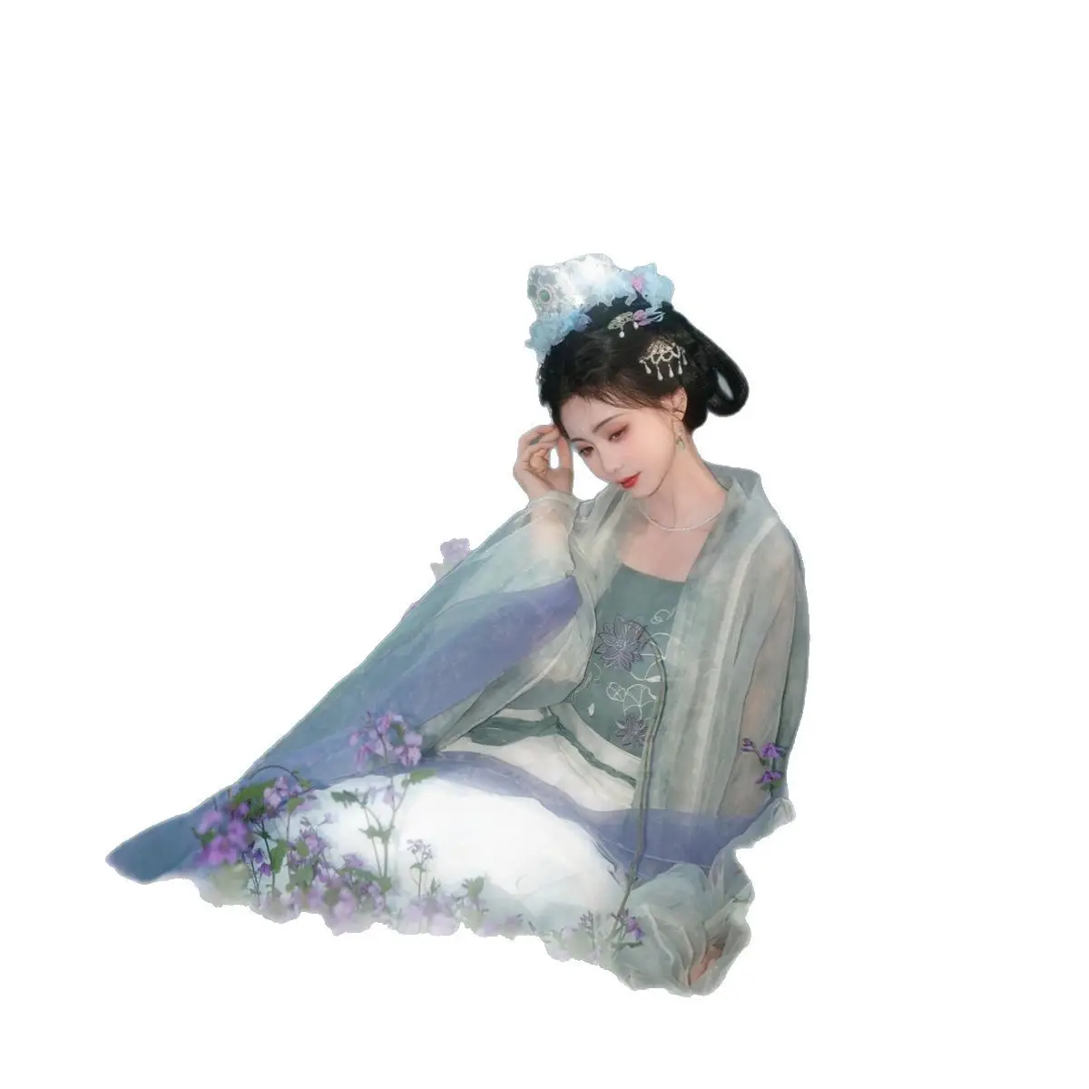 ملابس هان الصينية التقليدية من Song Hanfu قطعة واحدة نظيفة وباردة الرياح فائقة الخصر عالية فستان مناسب للاستخدام اليومي